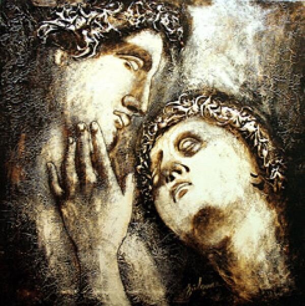 Pittura intitolato "LOVE ANCIEN" da Nelu Gradeanu, Opera d'arte originale, Olio