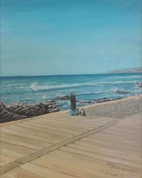 Painting titled "On the beach" by I. Boar_art, Original Artwork