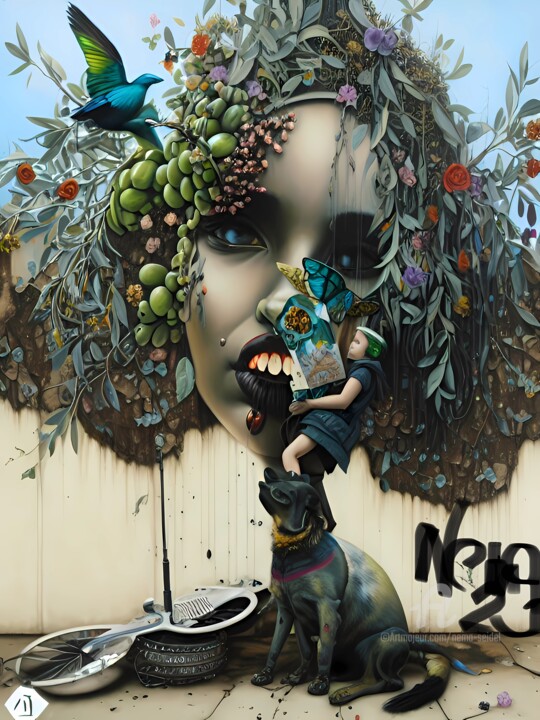 Цифровое искусство под названием "Rooted in Peace 6" - Nema Seidel, Подлинное произведение искусства, Цифровой коллаж