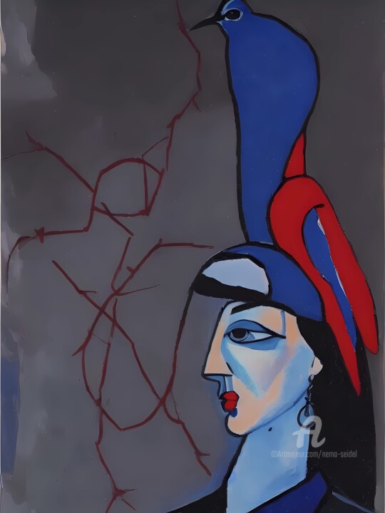 Arte digitale intitolato "Bluebird xy" da Nema Seidel, Opera d'arte originale, Pittura digitale