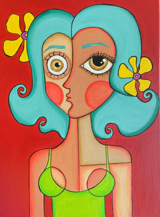 Painting titled "Bubble Gum" by Nemesis Seoane, Original Artwork, Acrylic