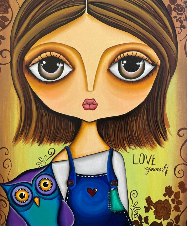 Painting titled "Love Yourself" by Nemesis Seoane, Original Artwork, Acrylic