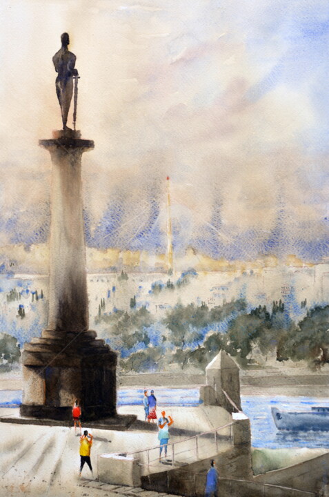 Peinture intitulée "The winds are still…" par Nenad Kojić, Œuvre d'art originale, Aquarelle