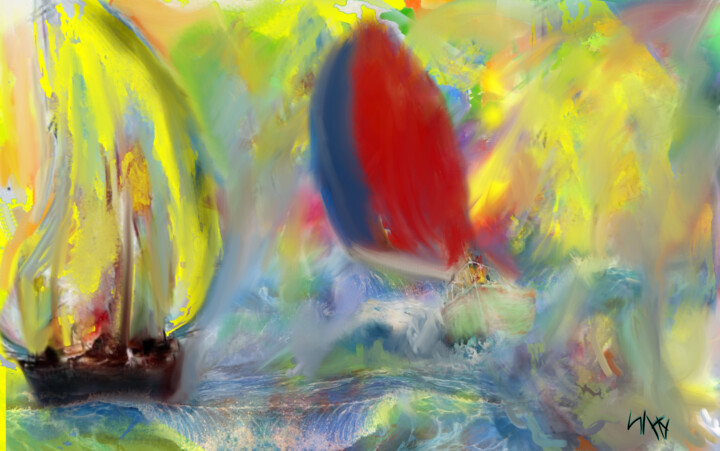 Painting titled "Turbulence" by Neo Kinetic Artis, Original Artwork, Digital Painting