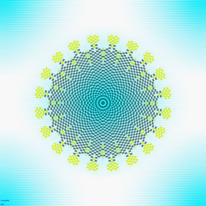 Digitale Kunst mit dem Titel "Pixel Wheel" von The Neon Of 1986, Original-Kunstwerk, Digitale Malerei