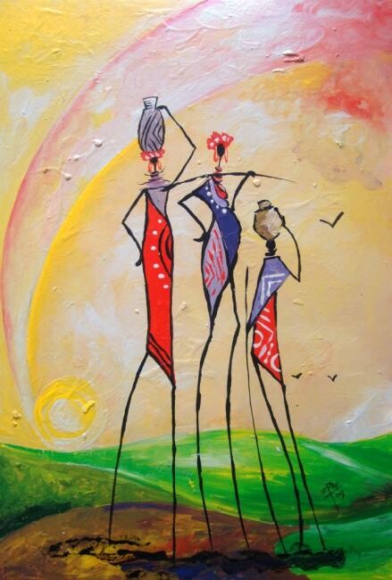 Peinture intitulée "Massai 3" par Nereus Patrick Cheo (Nepac), Œuvre d'art originale