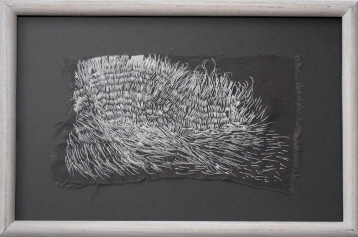 Textile Art titled "Edging 03032019" by Neringa Dastoor, Original Artwork, Embroidery Mounted on Cardboard