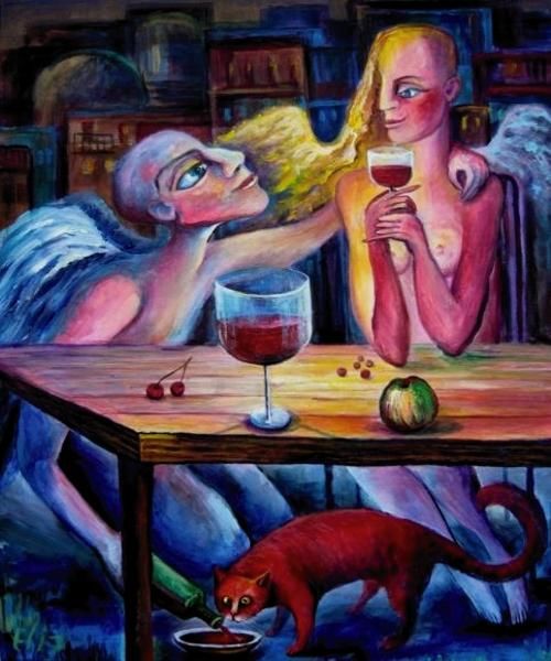 Malerei mit dem Titel "LOVE & FRIENDSHIP" von Nesis Elisheva (Eli7), Original-Kunstwerk, Acryl