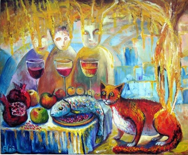Картина под названием "HONEY HEAVEN OF JEW…" - Nesis Elisheva (Eli7), Подлинное произведение искусства, Масло