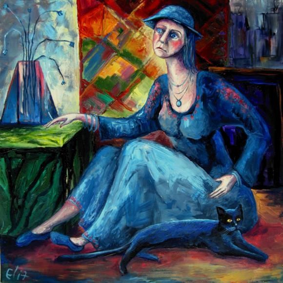 Painting titled "THE JEANS GIRL. 20…" by Nesis Elisheva (Eli7), Original Artwork, Acrylic
