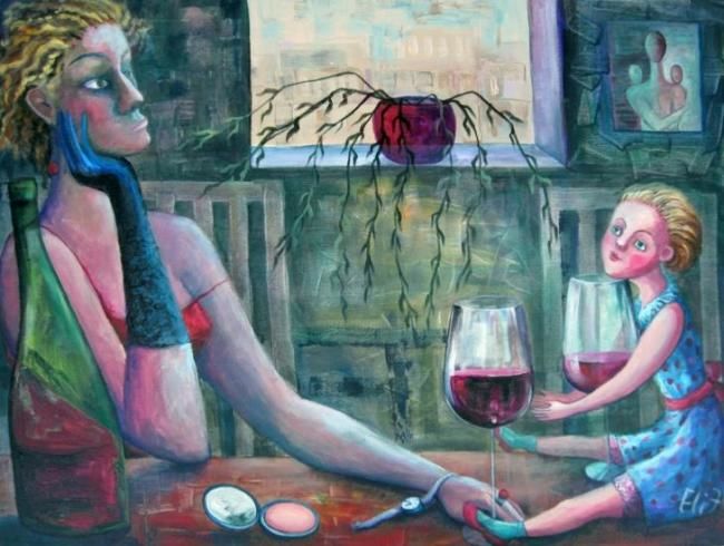 Painting titled "GIRLS PARTY" by Nesis Elisheva (Eli7), Original Artwork, Acrylic