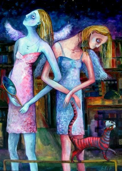 Malerei mit dem Titel "ANGELS OF ZODIAC. G…" von Nesis Elisheva (Eli7), Original-Kunstwerk, Acryl