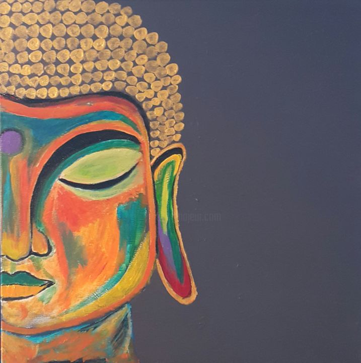Peinture intitulée "Buddha" par Happinesslihanart, Œuvre d'art originale, Acrylique Monté sur Châssis en bois