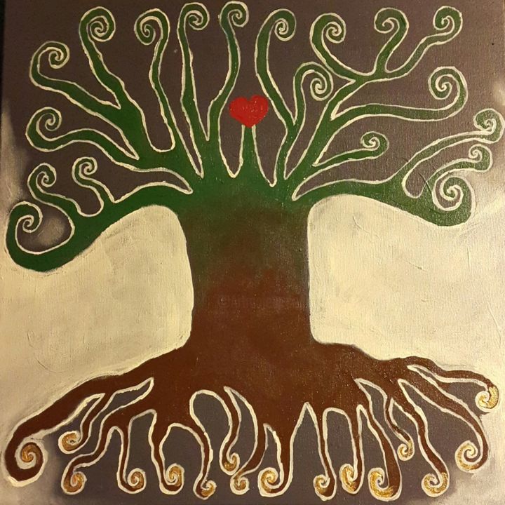 Malerei mit dem Titel "Life tree" von Happinesslihanart, Original-Kunstwerk, Acryl