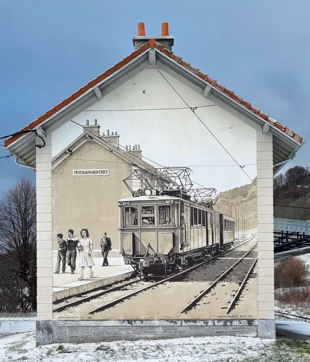 Peinture intitulée "GARE DE PEYCHAGNARD…" par Nessé, Œuvre d'art originale, Acrylique