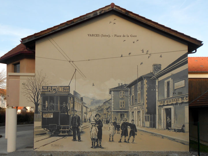 Pintura intitulada "FACADE MAIRIE DE VA…" por Nessé, Obras de arte originais, Acrílico