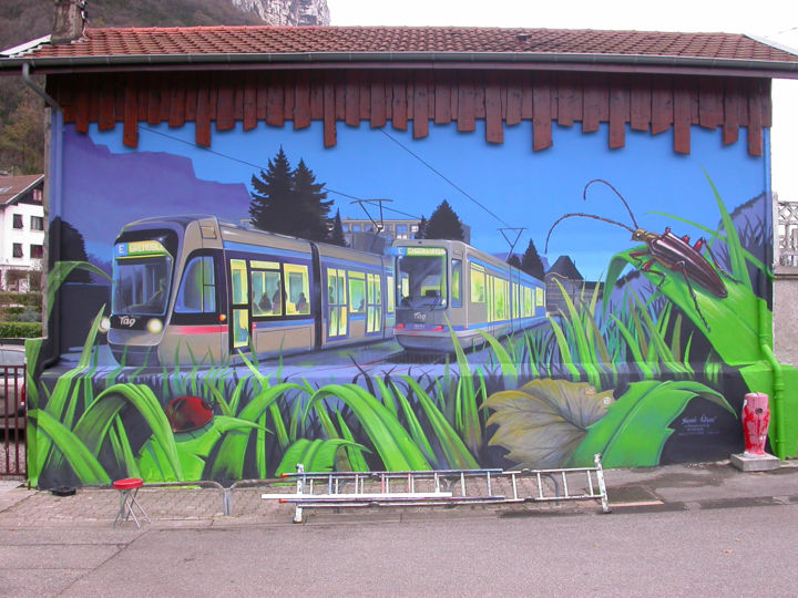 Pittura intitolato "FAÇADE TRAMWAY St M…" da Nessé, Opera d'arte originale, Acrilico