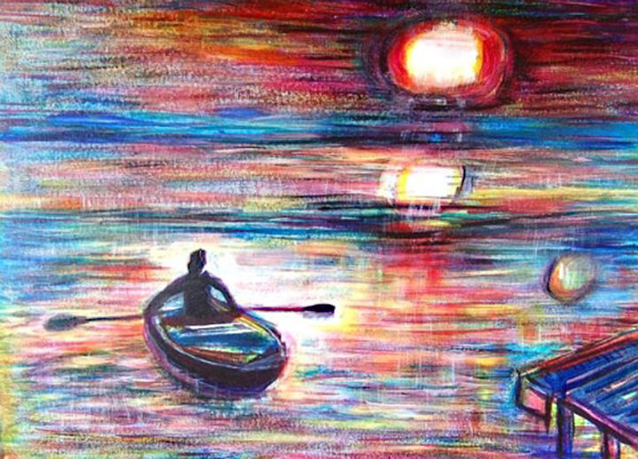 Pintura intitulada "fire-boat.jpg" por Nest, Obras de arte originais
