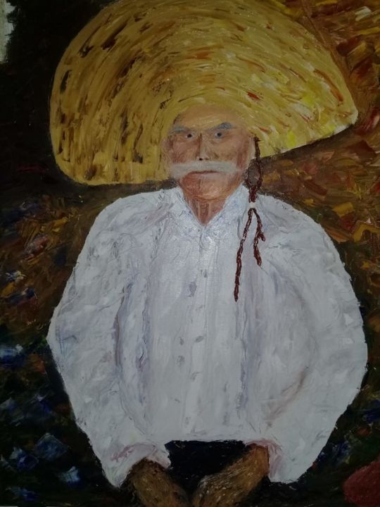 Painting titled "Don Arcadio" by Néstor Tello, Original Artwork, Oil