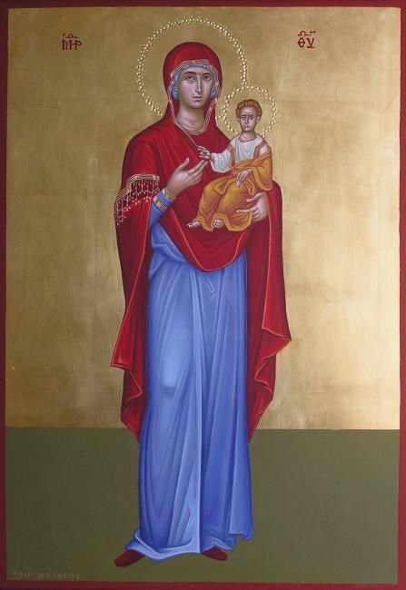 Painting titled "Mother of God" by Nestor Patialiakas, Original Artwork