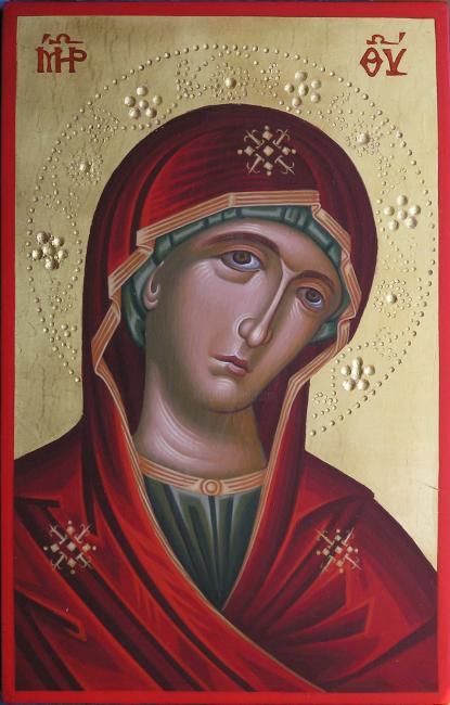 Pintura intitulada "Virgin Mary" por Nestor Patialiakas, Obras de arte originais