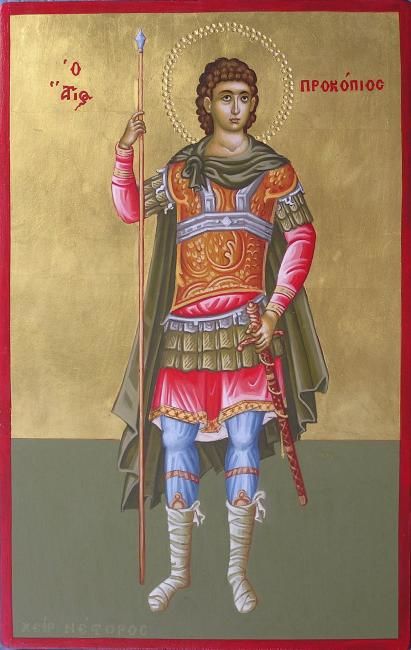 Pintura intitulada "Saint Prokopios" por Nestor Patialiakas, Obras de arte originais