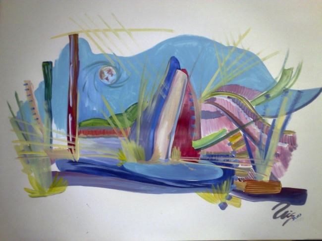 Pintura intitulada "otro mundo" por Nestor Nis, Obras de arte originais