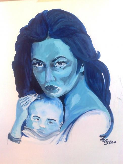Pintura intitulada "madre" por Nestor Nis, Obras de arte originais