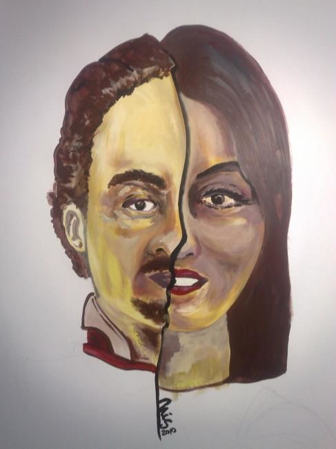 Painting titled "hombre mujer" by Nestor Nis, Original Artwork