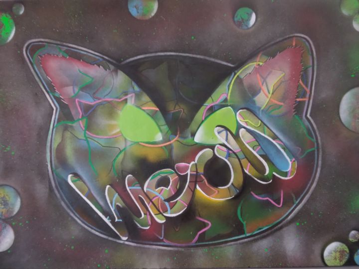 Painting titled "Meow" by Vince, Original Artwork, Spray paint
