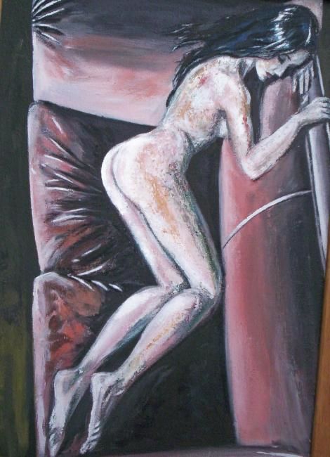 Painting titled "Desnuda en mi sofa" by Lisarco Namune, Original Artwork, Oil