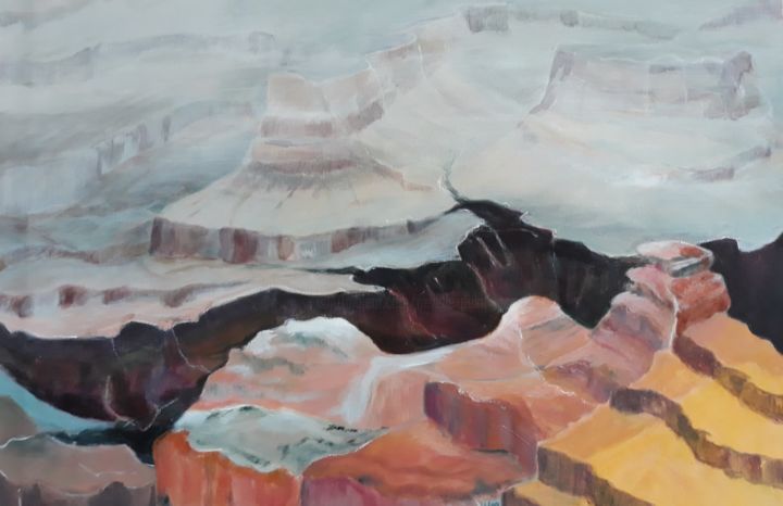 Malarstwo zatytułowany „Canyon (60 cm x 90…” autorstwa Nevelle, Oryginalna praca, Akryl