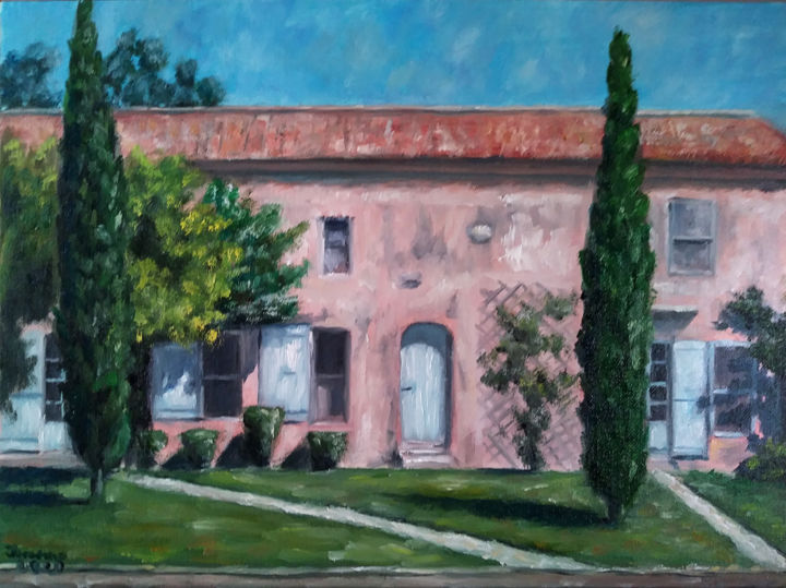 Painting titled "Old Italian house" by Iwonna Salak, Original Artwork, Oil
