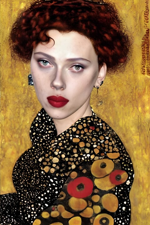 Arts numériques intitulée "Scarlett Johansson 2" par Nevio Massaro, Œuvre d'art originale, Image générée par l'IA