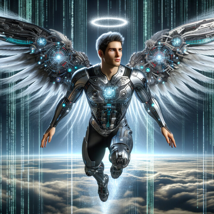 Digitale Kunst getiteld "Angel08" door Nevio Massaro, Origineel Kunstwerk, AI gegenereerde afbeelding