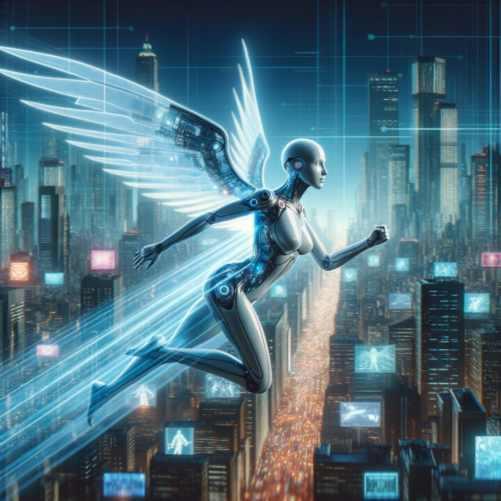 "Angel05" başlıklı Dijital Sanat Nevio Massaro tarafından, Orijinal sanat, AI tarafından oluşturulan görüntü