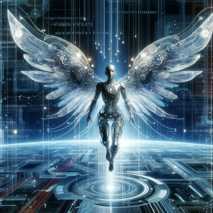 Digitale Kunst getiteld "Angel03" door Nevio Massaro, Origineel Kunstwerk, AI gegenereerde afbeelding