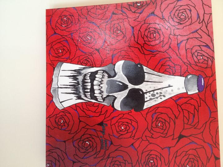 Painting titled "Enjoy skull and ros…" by New York Contemporary Art Gallery, Original Artwork