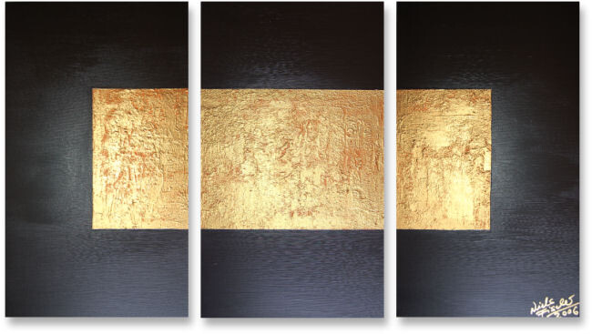 Malerei mit dem Titel "THE GOLDEN BAR" von Newartgallery Nielsfischer, Original-Kunstwerk