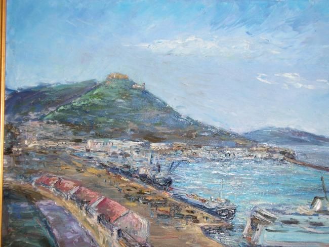 Peinture intitulée "port d'oran" par Newfel, Œuvre d'art originale, Huile