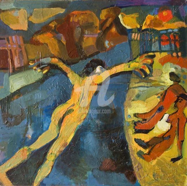 Peinture intitulée "And i swiming on po…" par Andrei Romantik, Œuvre d'art originale, Huile