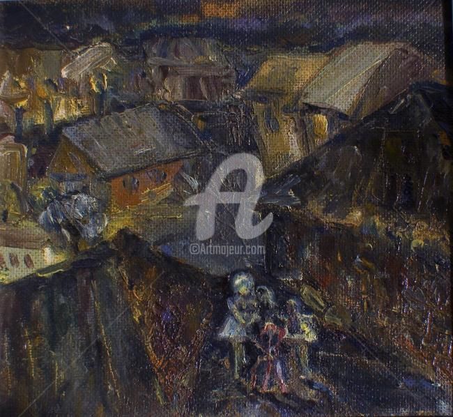 Peinture intitulée "Breakfast on the ro…" par Andrei Romantik, Œuvre d'art originale, Huile