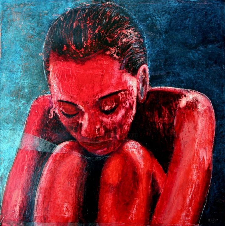 Schilderij getiteld "verweerd-rood.jpg" door Robert Neyt, Origineel Kunstwerk, Olie