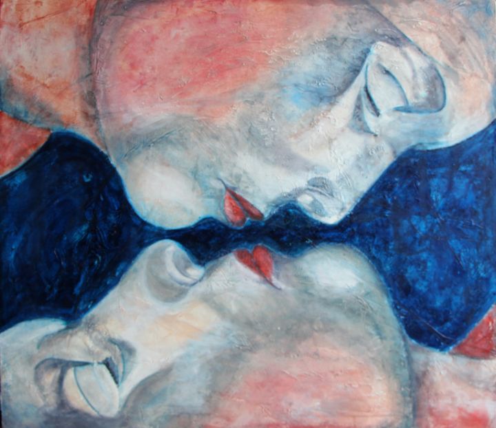 Schilderij getiteld "The kiss" door Robert Neyt, Origineel Kunstwerk, Acryl