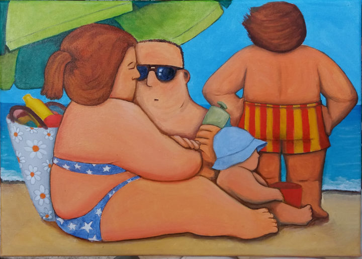 绘画 标题为“beach 2” 由Nuno Feijao, 原创艺术品, 油