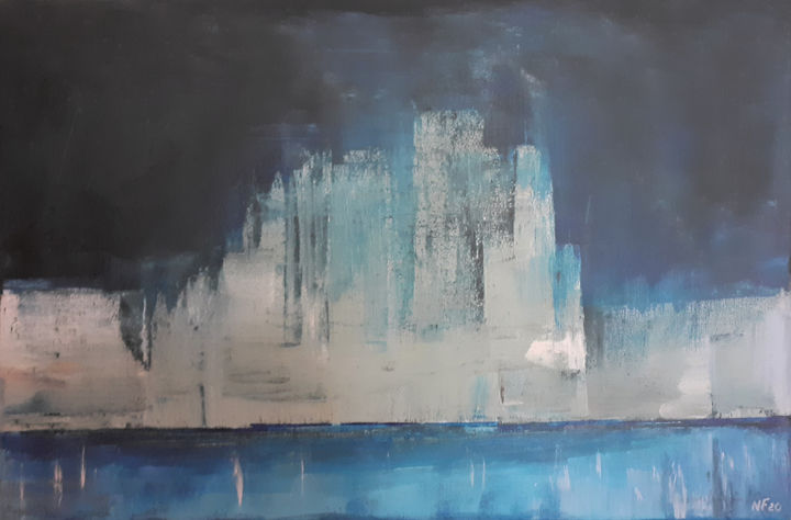 Peinture intitulée "Skyline 3" par Nuno Feijao, Œuvre d'art originale, Huile