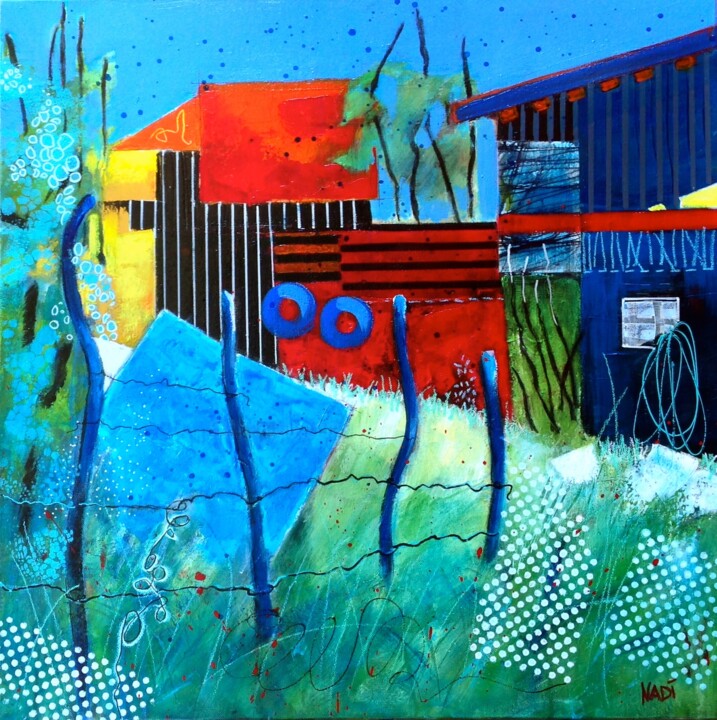 Malarstwo zatytułowany „Cabanes de pêcheurs” autorstwa Nadine Falguieres (NADI), Oryginalna praca, Akryl