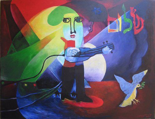 Painting titled "Song of SHALOM" by Nachum Furman, Original Artwork, Oil
