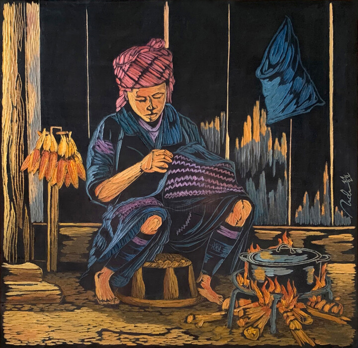 Malerei mit dem Titel "Wait" von Nga Tran, Original-Kunstwerk, Öl