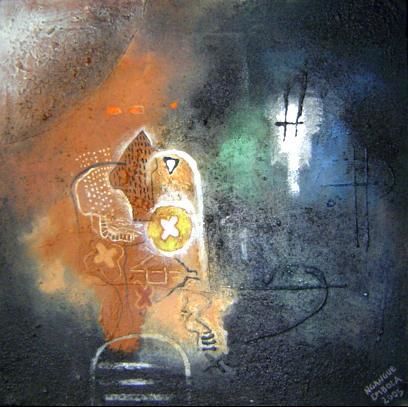Peinture intitulée "Lignesetpointsdansl…" par Gl Ngangue Embola, Œuvre d'art originale